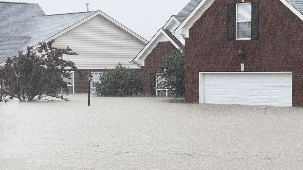 Flooding rains residential home